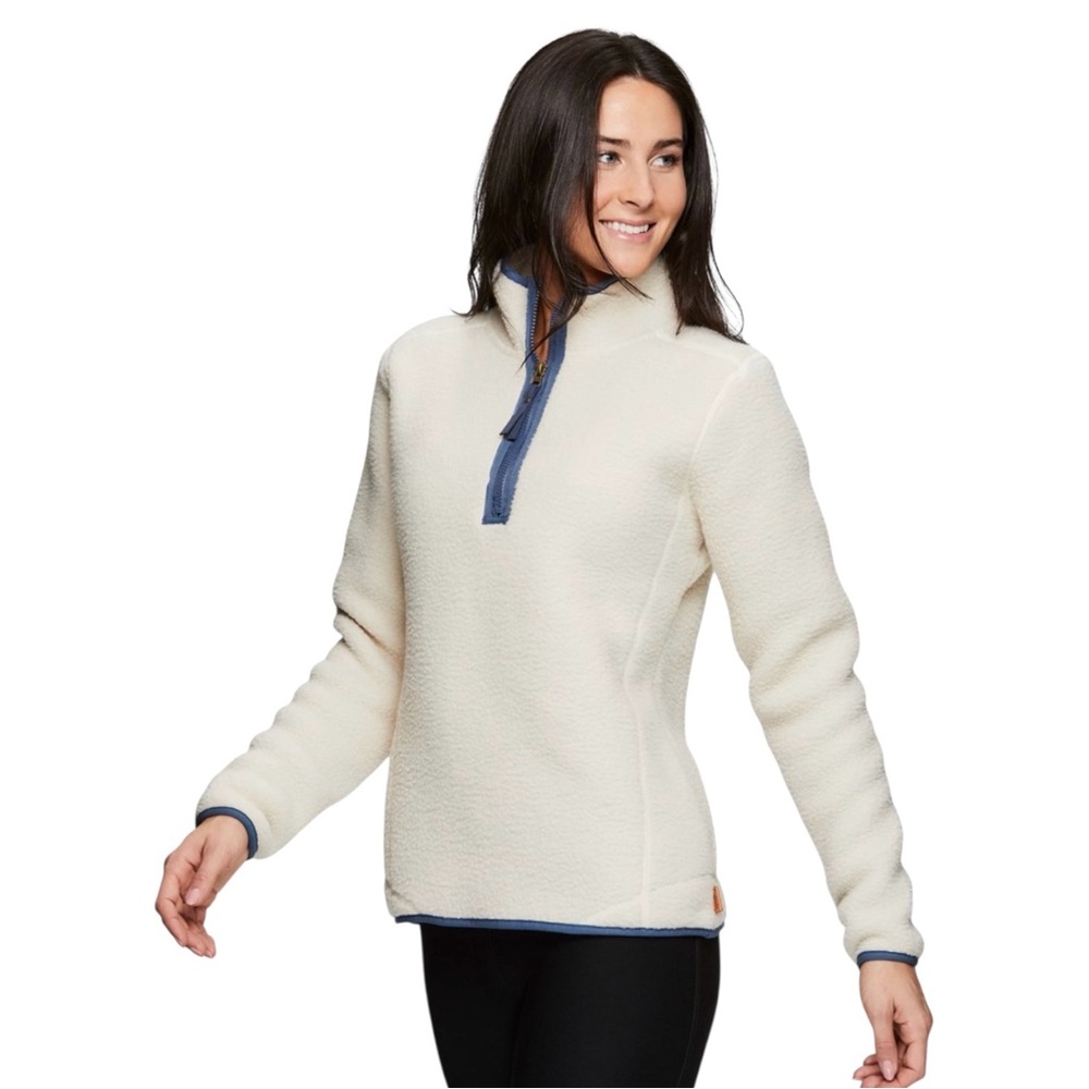 Avalanche Women's Ivory 1/4 Zip Fleece Berber Pullover With Pockets - M - Picture 2 of 10